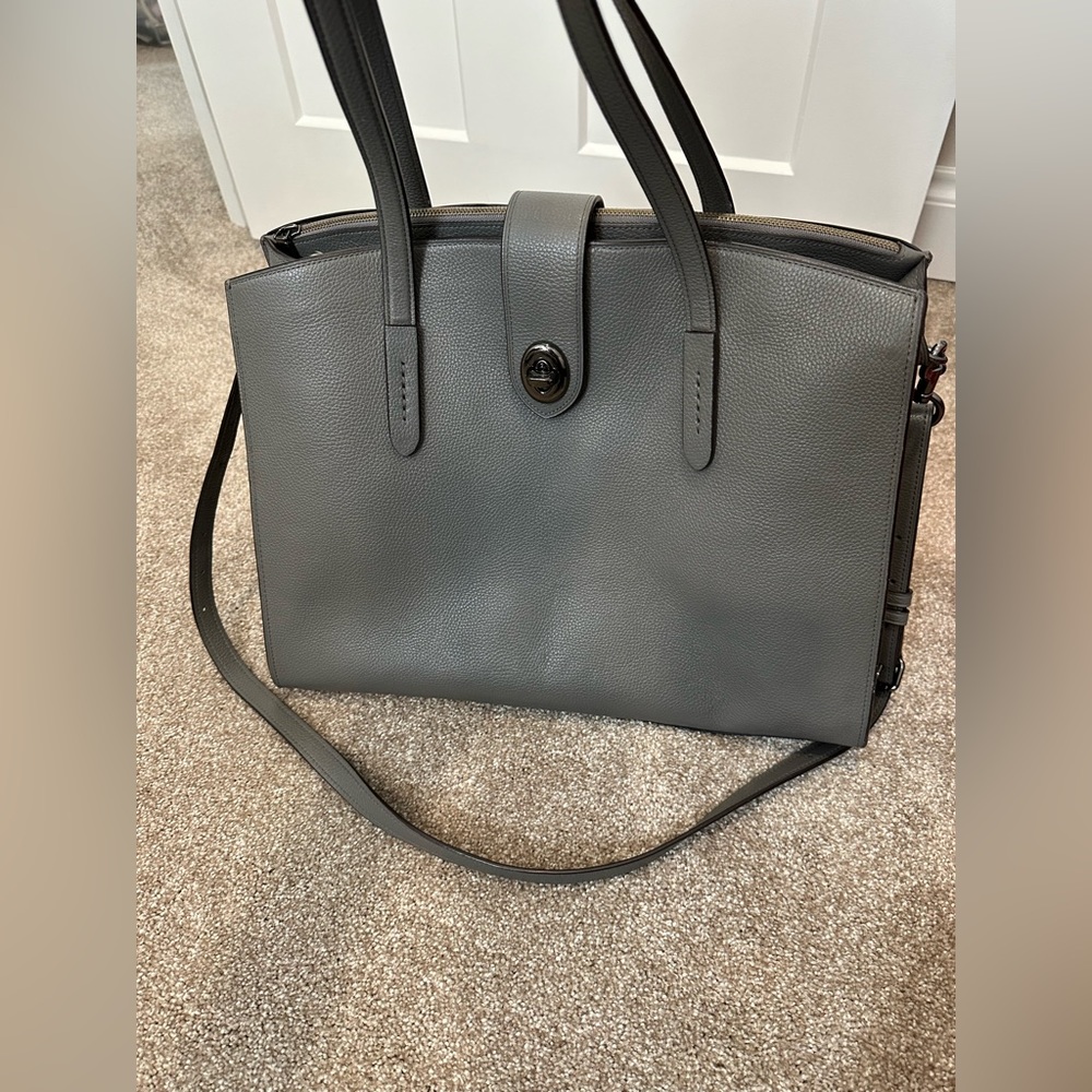 Coach Gray Large Handbag/Laptop/Crossbody bag